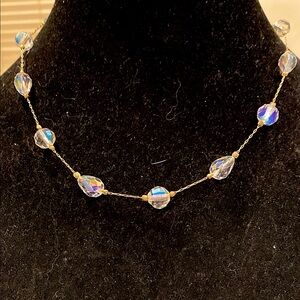 Beautiful High End Crystal AB on A Gold Tone Chain.  Spring Ring Clasp